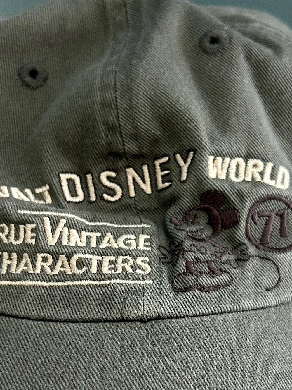 Disney Olive Green True Vintage Characters Baseball Cap Adult Size